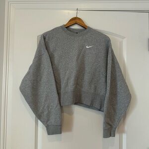 Nike Women's Gray Crewneck Cropped Sweater